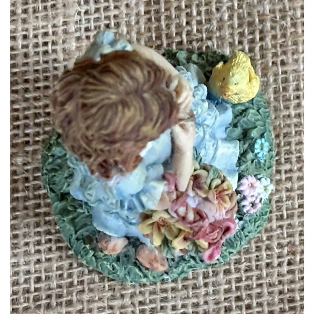 Vintage K’s Collection Gardening Girl with Duck Chick Resin Figurine Cottagecore